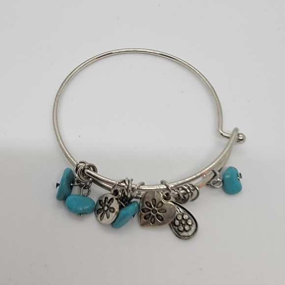 Silver Slide Bangle With Charms - Picture 2 of 2